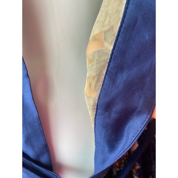 WILLOW & CLAY Blue Floral Velvet Burnout Kimono Style Duster Jacket S/M - Picture 10 of 10